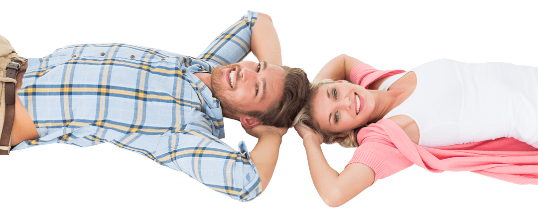 Transparent Smiling Couple Lying Down Couple Connecting Relaxing