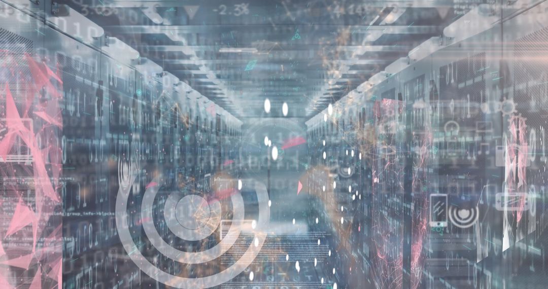 Abstract Visualization of Digital Network in Server Room