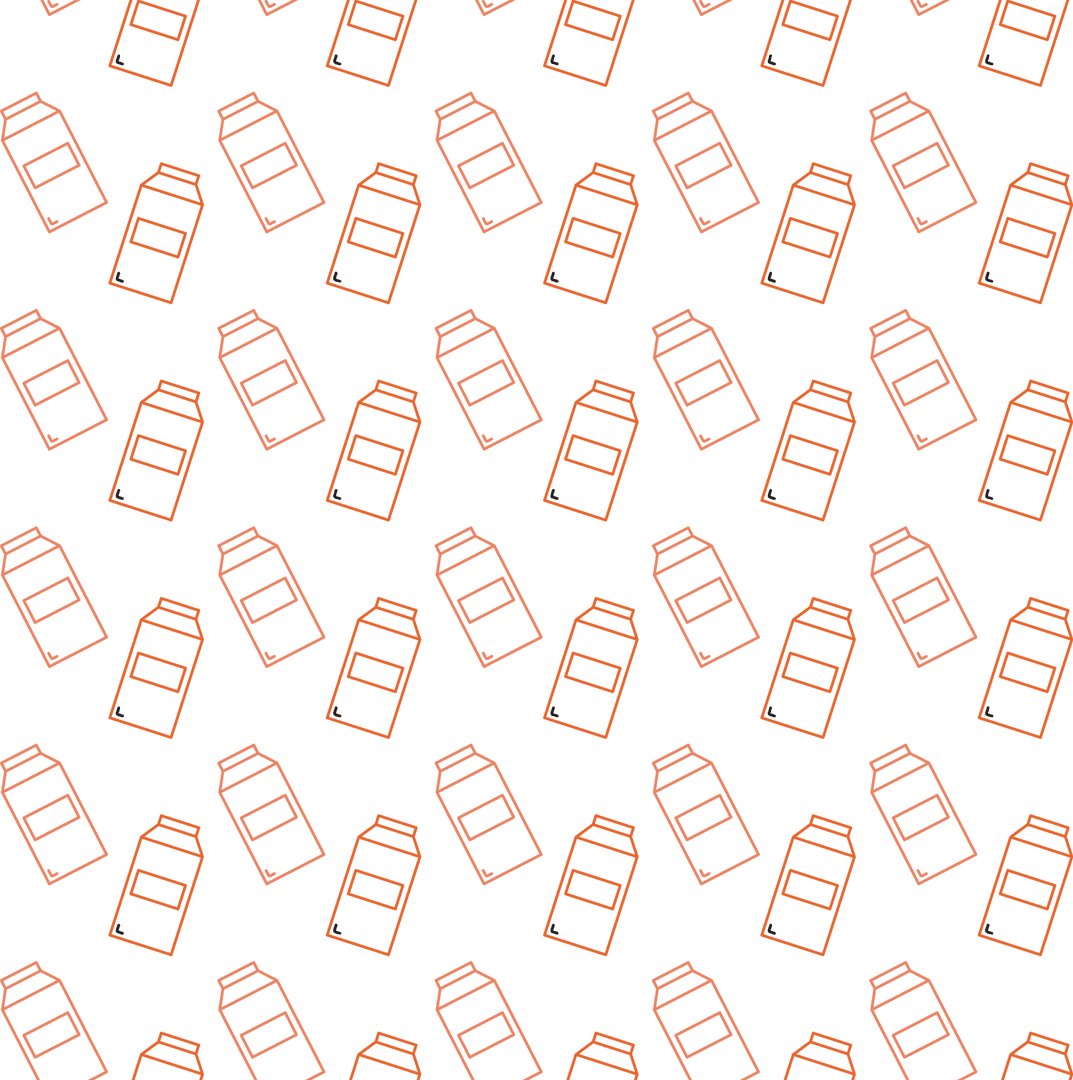 Pattern of Orange Milk Cartons on Transparent Background