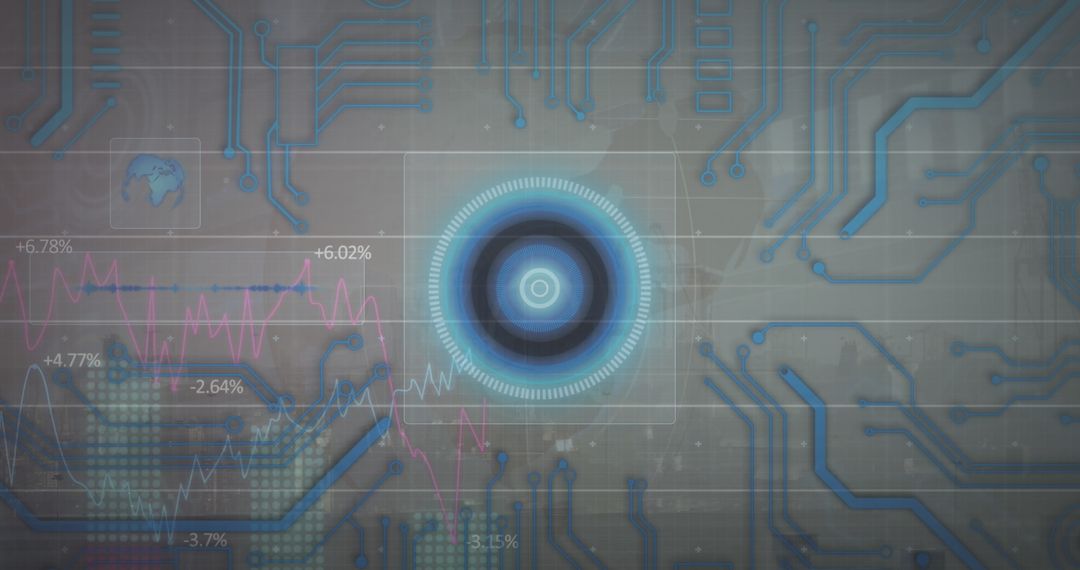 Digital Interface with Microprocessor and Cityscape Overlay