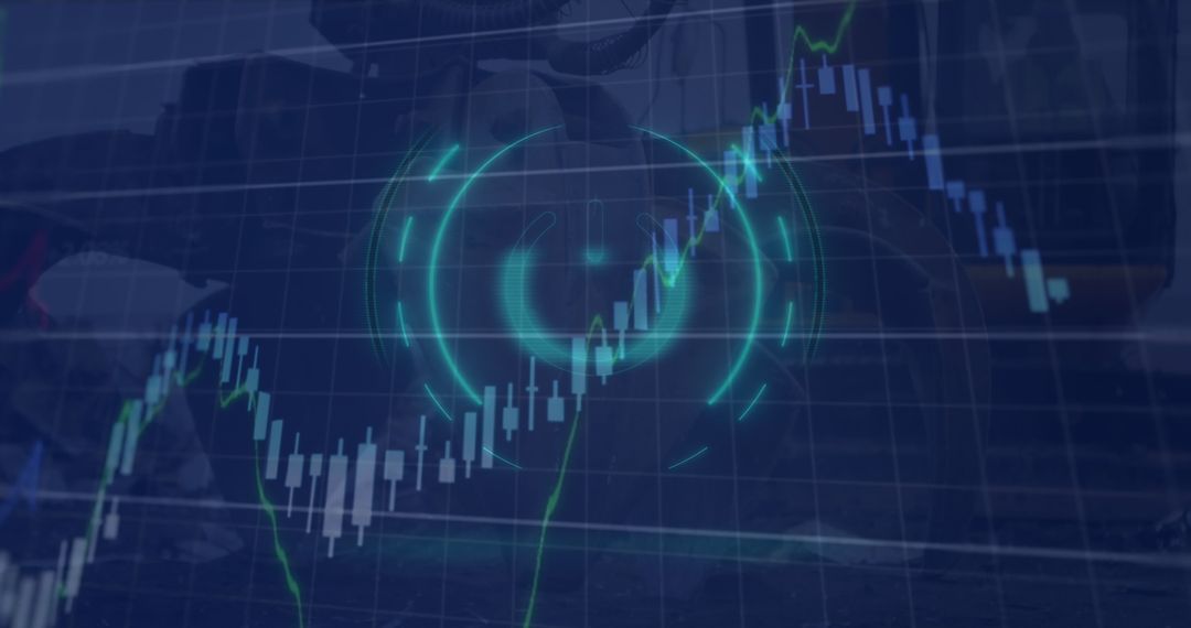 Futuristic Financial Chart With Neon Targeting Overlay