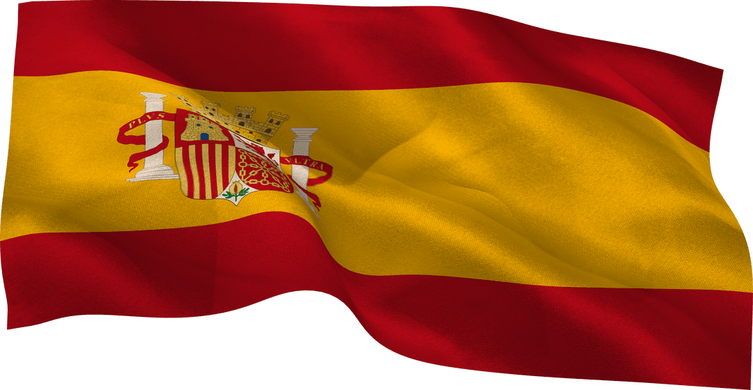 Waving Spanish Flag on Transparent Background in Vector Format