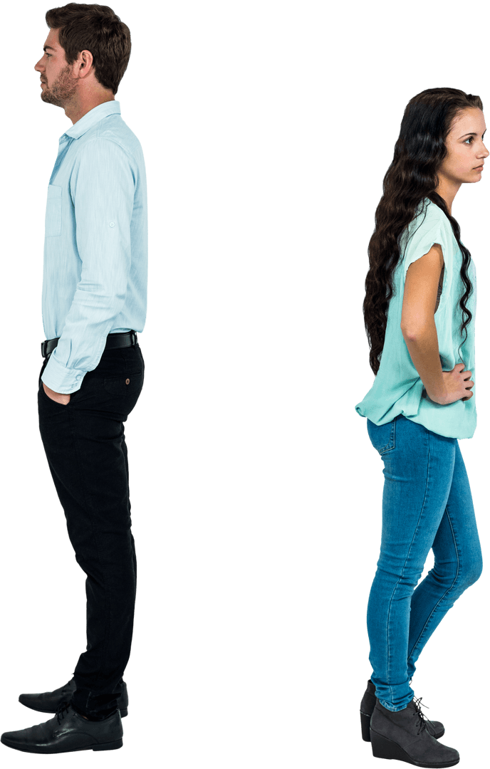 Transparent Couple in Conflict Looking Stubborn Facing Away