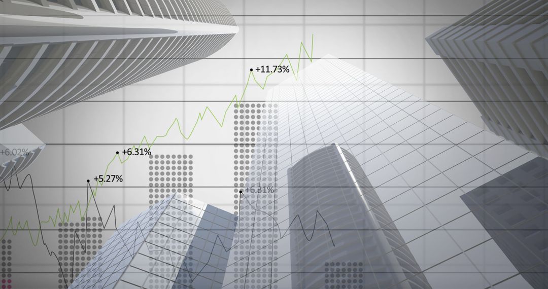 Financial Growth Graph Over Skyscraper Cityscape