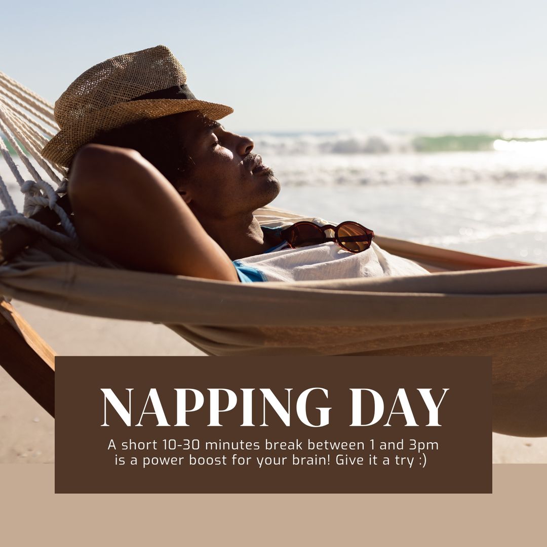 Peaceful Beach Hammock Siesta Scene Promoting Relaxation