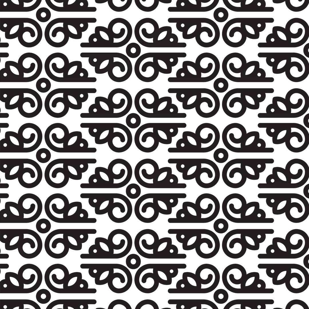 Black Ornamental Patterns on Transparent Background