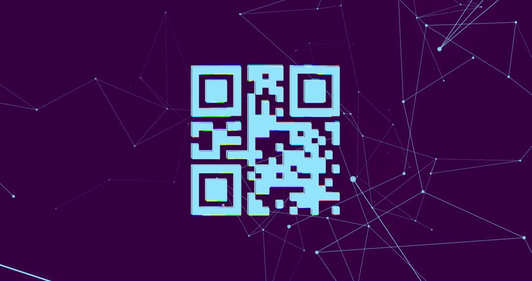 Purple Digital QR Code with Network Connections