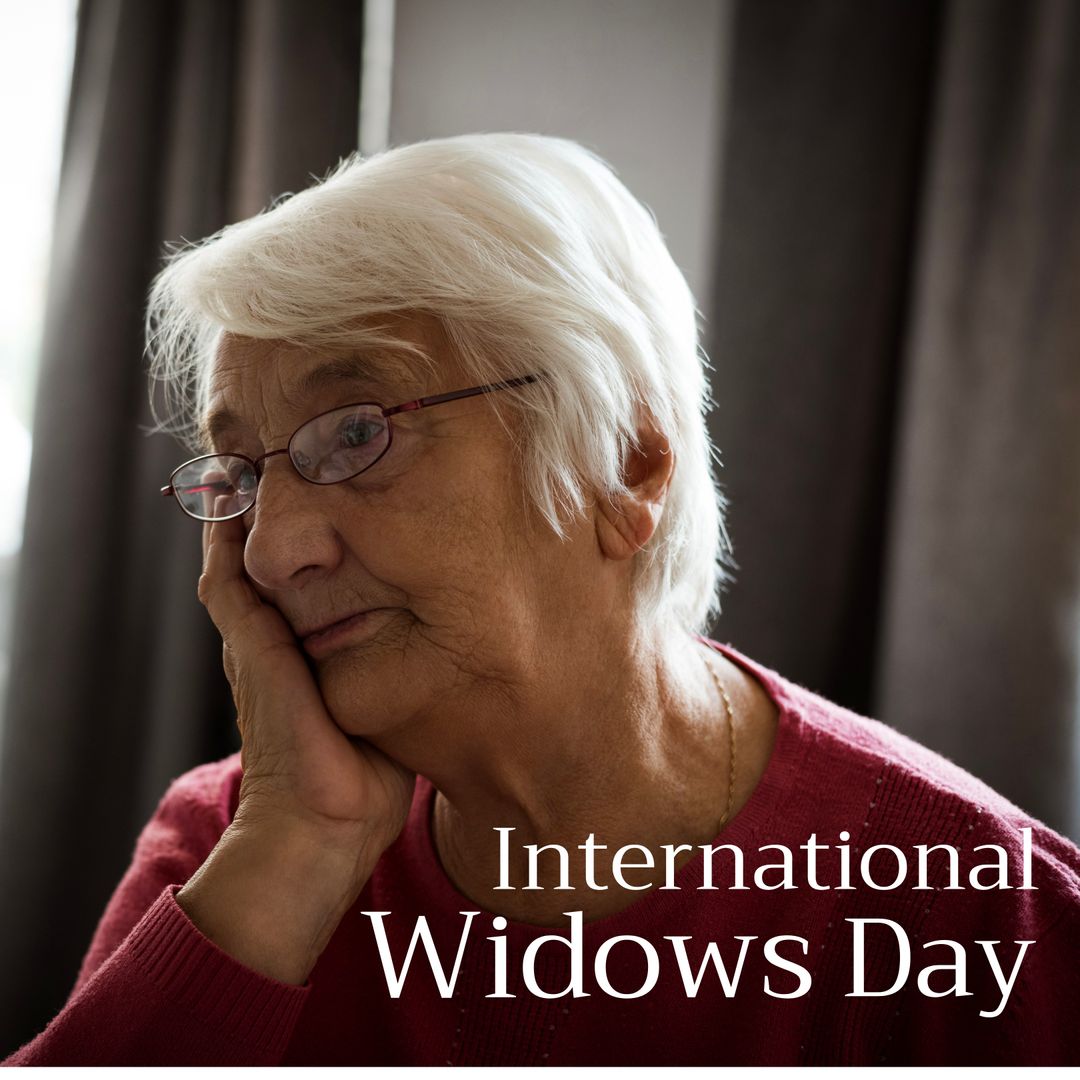 Contemplative Elderly Woman Observing International Widows Day