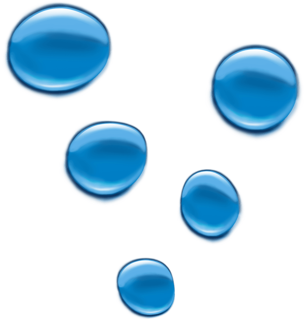 Transparent Blue 3D Water Drops