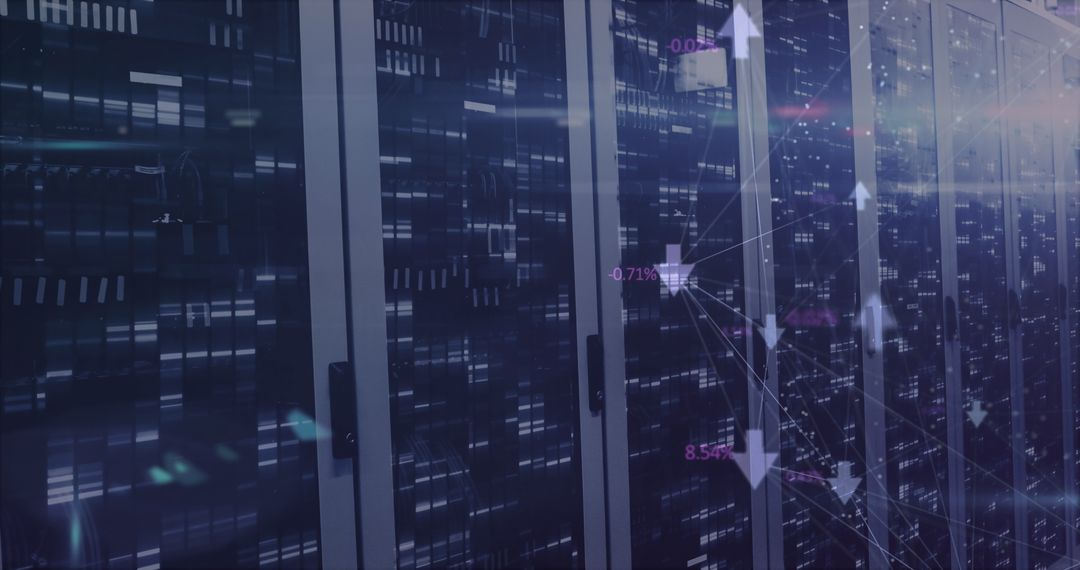 Futuristic Data Center with Digital Growth Visualizations