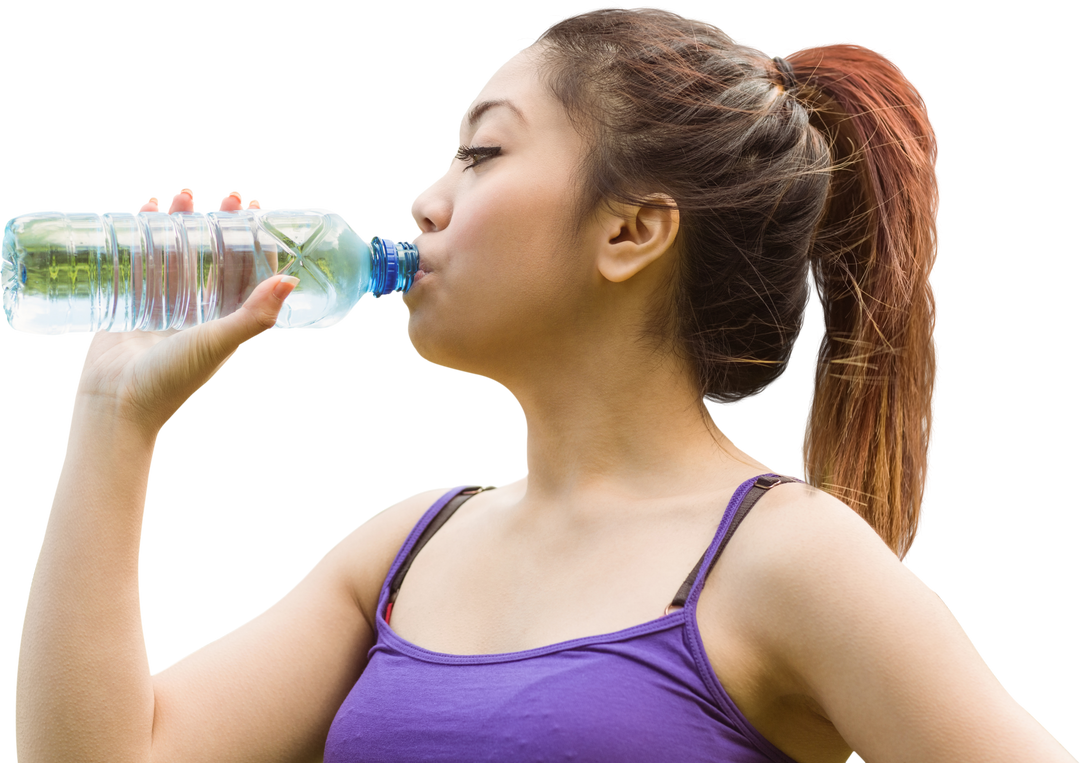 Healthy Young Woman Drinking Transparent Water Bottle Outdoors - Download Free Stock Images Pikwizard.com