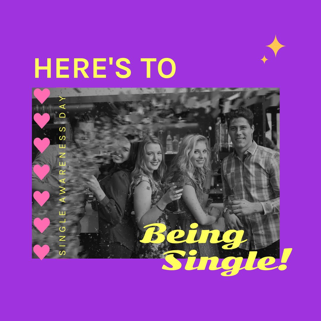 Celebrating Single Awareness Day with Friends in a Bar