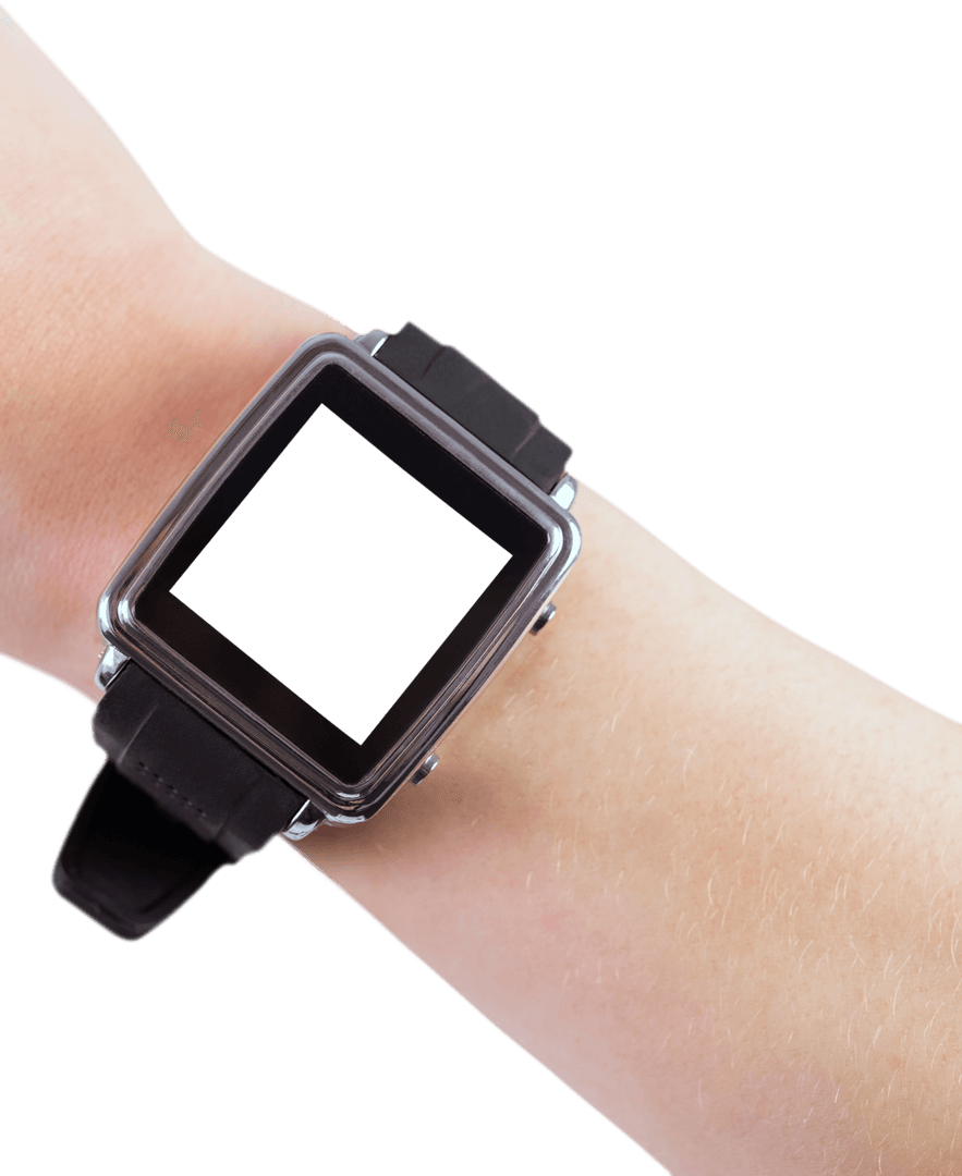 Isolated Smartwatch on Hand Concept with Transparent Background