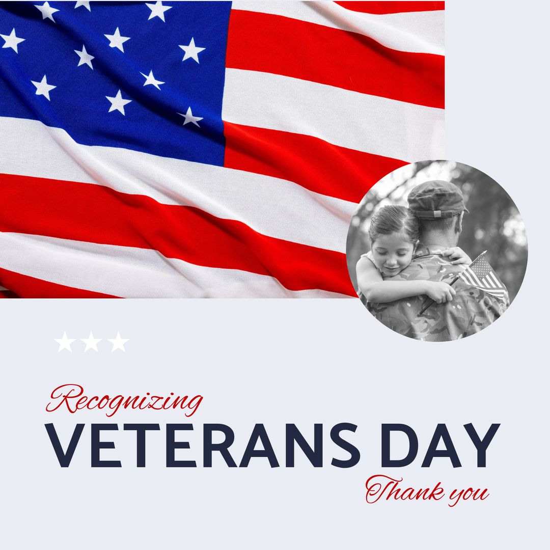 Patriotic Veterans Day Tribute with Text Overlay and Soldier