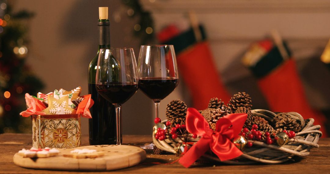 Red wine bottle with glass and pine cone on wooden table 4k - Free Images, Stock Photos and Pictures on Pikwizard.com