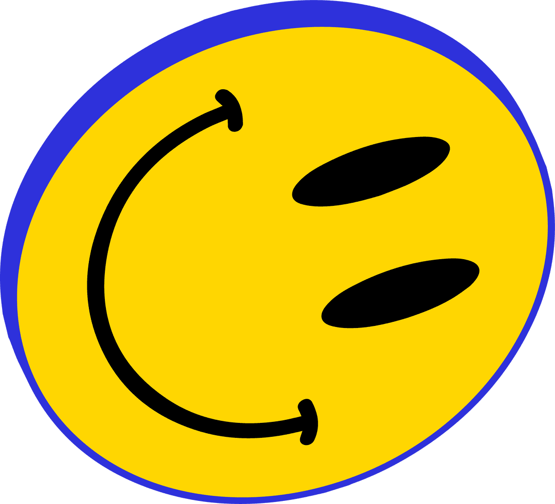 Abstract Graphic Smiley Face with Blue Border Pop Art Style