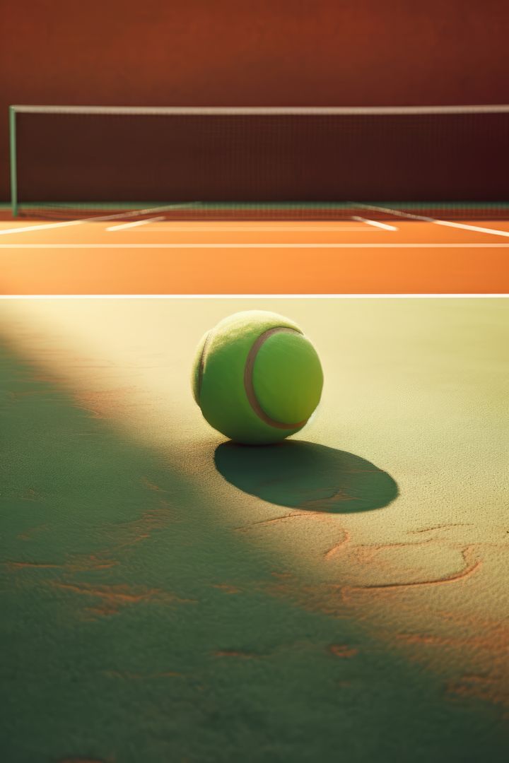 Close up of green tennis ball with shadow on tennis court created using generative ai technology - Free Images, Stock Photos and Pictures on Pikwizard.com