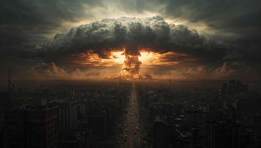 Apocalyptic Nuclear Explosion Over Metropolitan Skyline