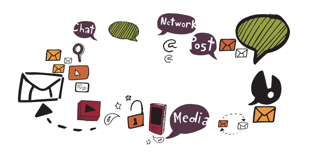 Digital Media Icons on Transparent Background with Copy Space - Download Free Stock Images Pikwizard.com