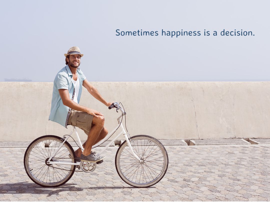 Man Enjoying Bike Ride Embracing Carefree Lifestyle