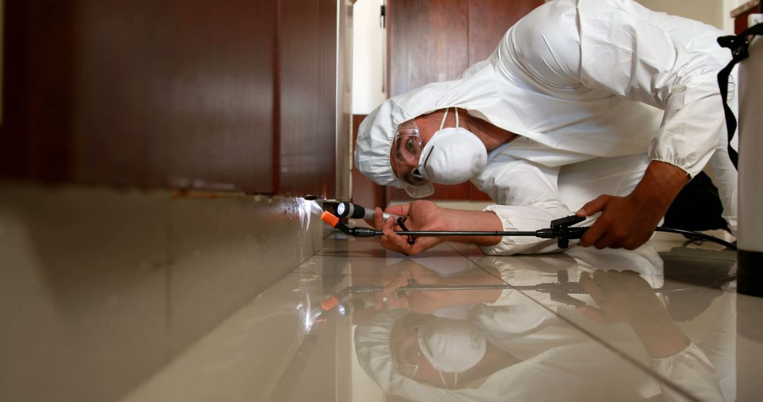 Pest control specialist inspecting and treating indoor space - Free Images, Stock Photos and Pictures on Pikwizard.com