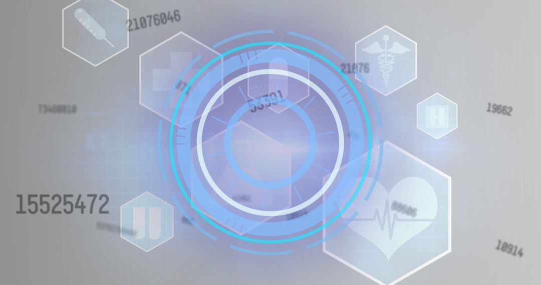 Digital Circular Scope Showing Tech Health Interface with Icons
