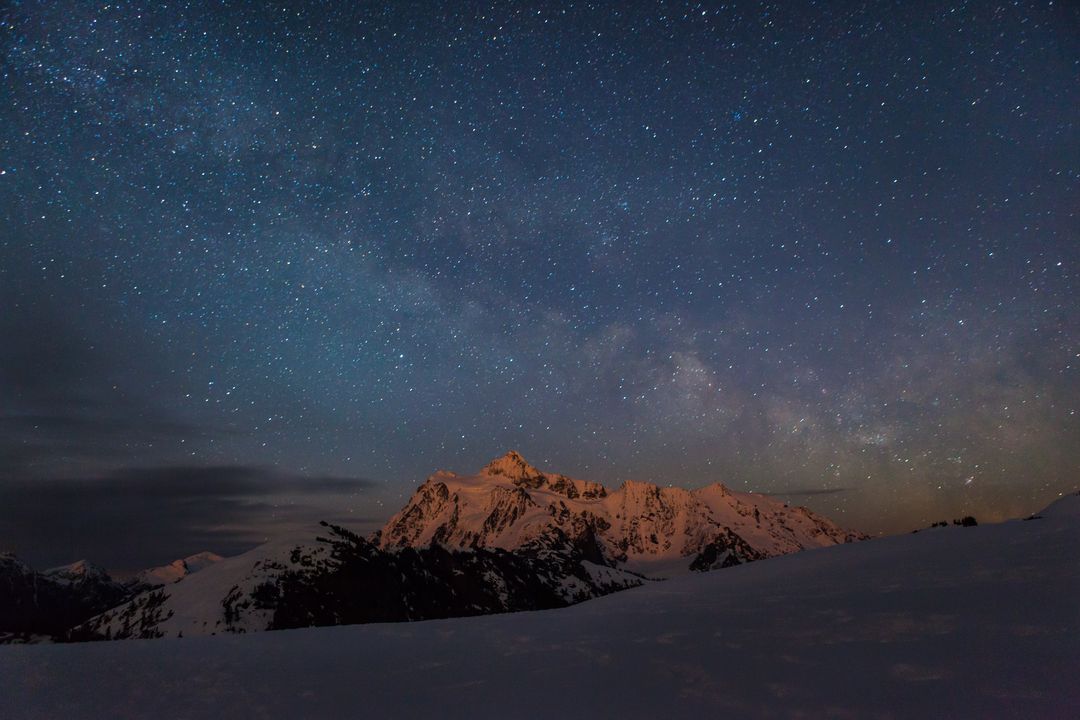 Snow-Capped Mountain Peaks Under Starry Night Sky - Free Images, Stock Photos and Pictures on Pikwizard.com