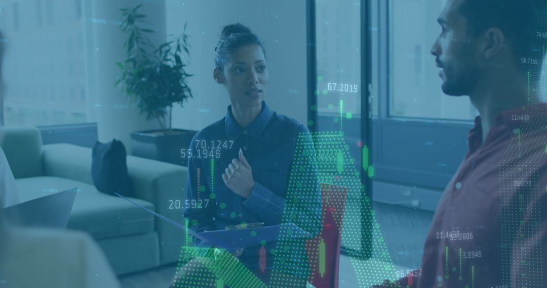 Diverse Team Analyzing Growth Data in Modern Office