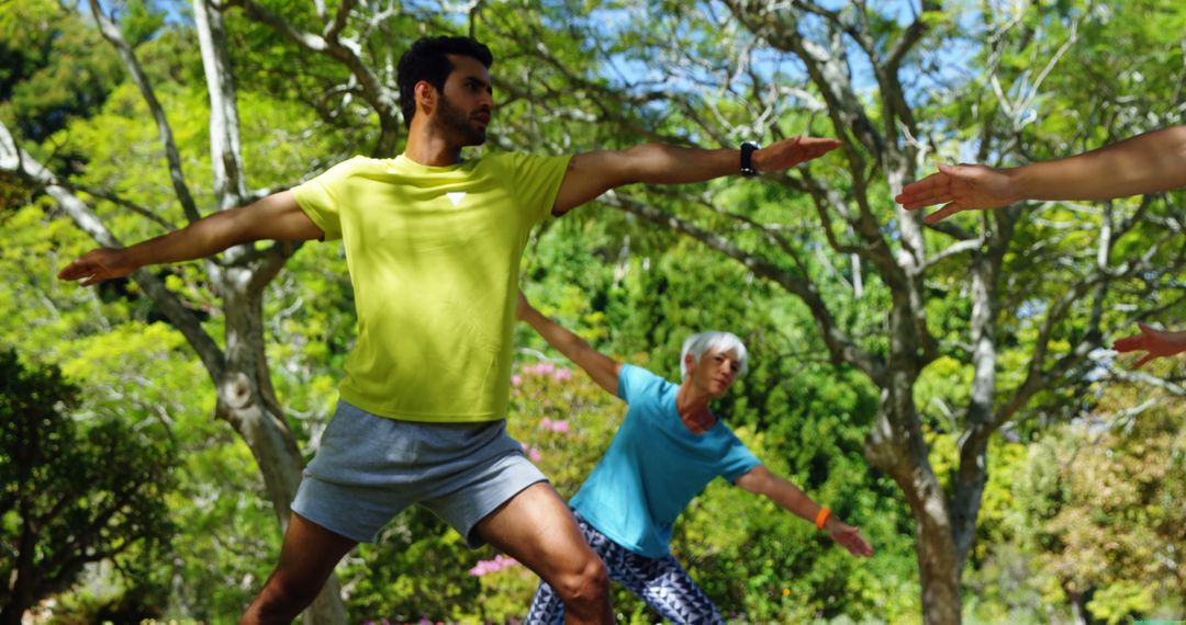 Outdoor Yoga Session Among Lush Greenery for Tranquil Exercise - Free Images, Stock Photos and Pictures on Pikwizard.com