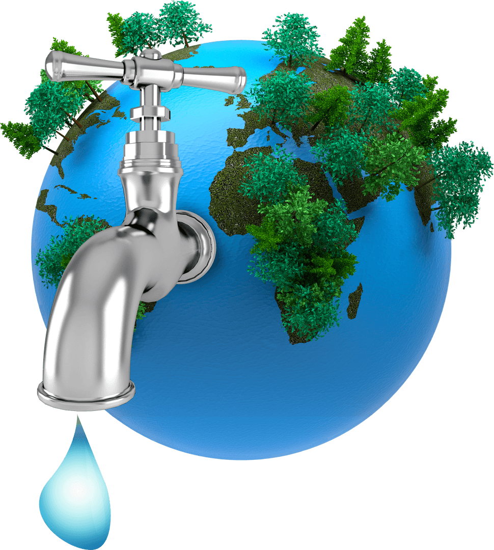 Transparent Globe with Tap Highlighting Water Conservation