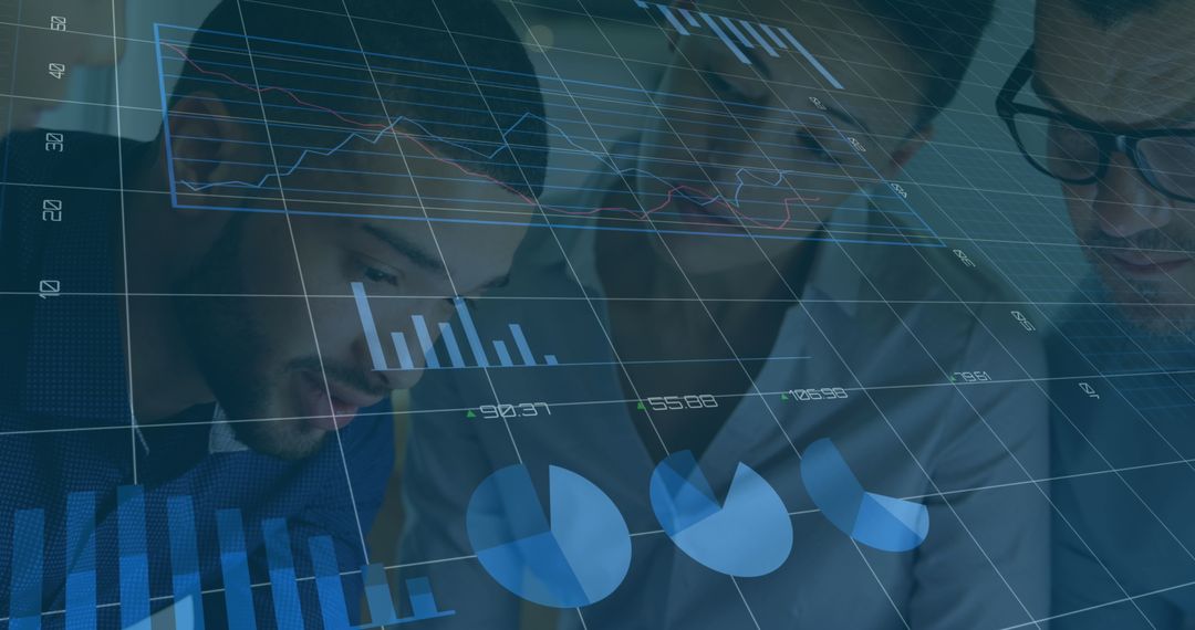 Colleagues Analyzing Data Projections in Modern Office Environment