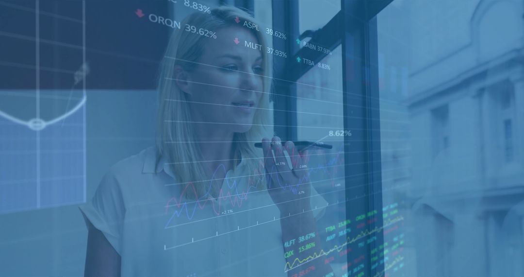 Businesswoman Analyzing Financial Data with Smartphone Innovation