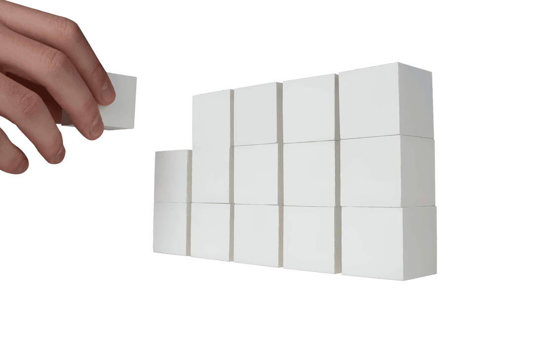 Hand Holding White Cube on Transparent Background
