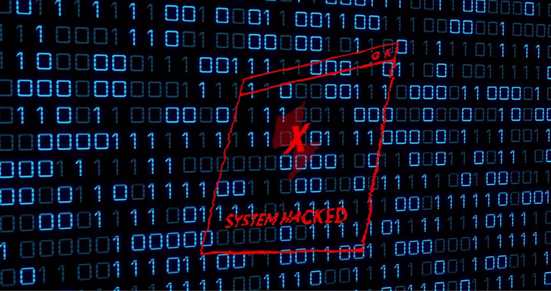 Cybersecurity Breach with System Hacked Warning