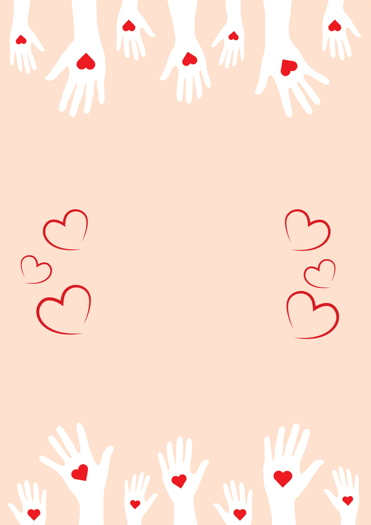 Heartfelt Hands with Hearts on Transparent Background Illustration