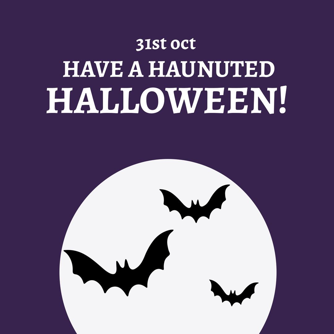 Halloween Greeting with Bats and Moon in Purple Background - Download Free Stock Templates Pikwizard.com