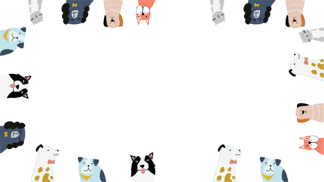 Whimsical Animal Head Border on Transparent Background Playful Design