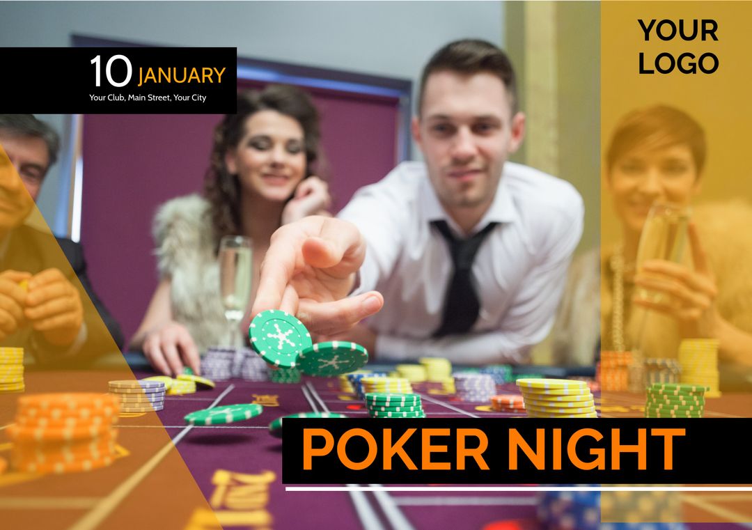 Vibrant Poker Night Event with Players and Casino Chips - Download Free Stock Templates Pikwizard.com