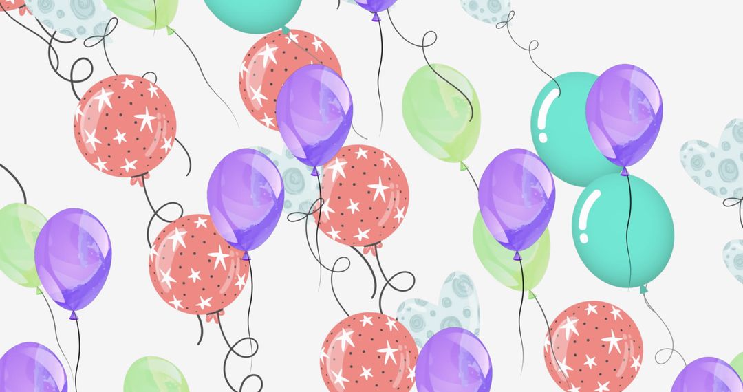 Floating Vibrant Balloons with Star Patterns in Digital Illustration - Free Images, Stock Photos and Pictures on Pikwizard.com