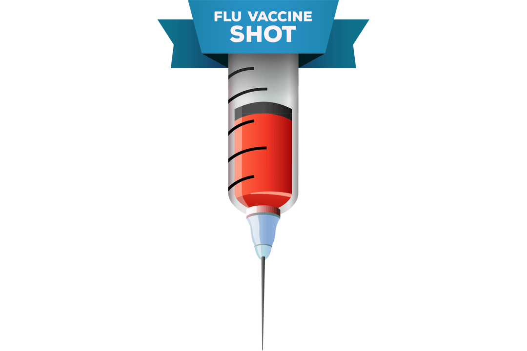 Digital Syringe Illustration with Flu Vaccine on Transparent Background