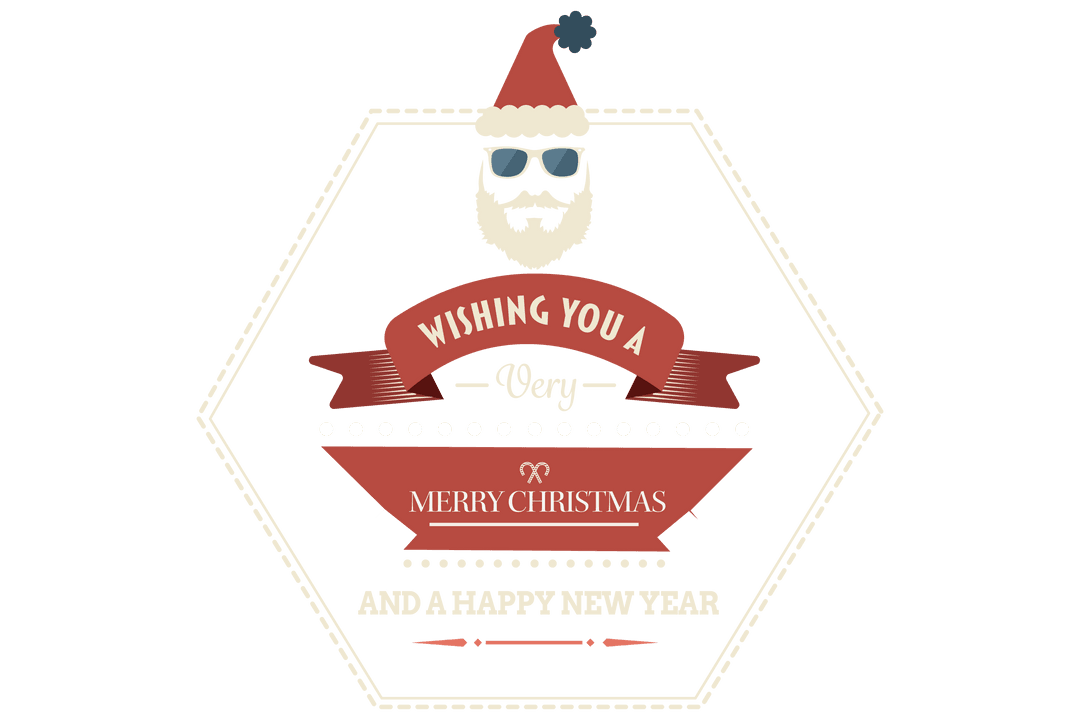 Retro Christmas Design with Santa Claus on Transparent Background