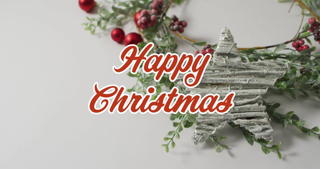 Happy Christmas Greeting with Festive Wreath Design