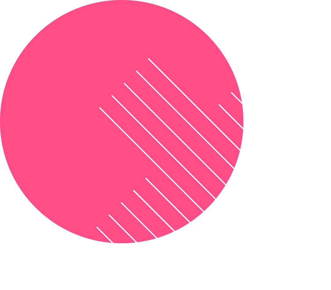 Floating Pink Circle Crossing White Diagonals on Transparent Background