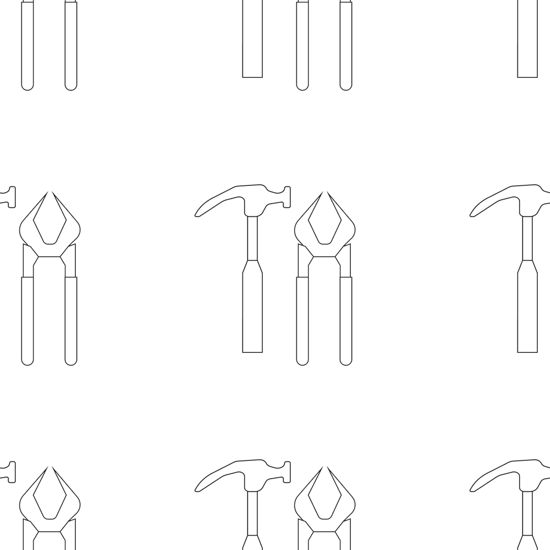 Black Vector Tool Pattern on Transparent Background Illustration