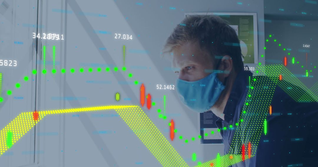 Businessman Analyzing Data While Wearing Protective Face Mask