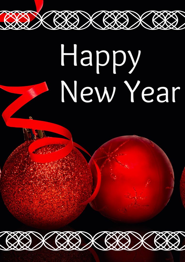 Festive Red Christmas Ornaments with Happy New Year Message - Download Free Stock Templates Pikwizard.com