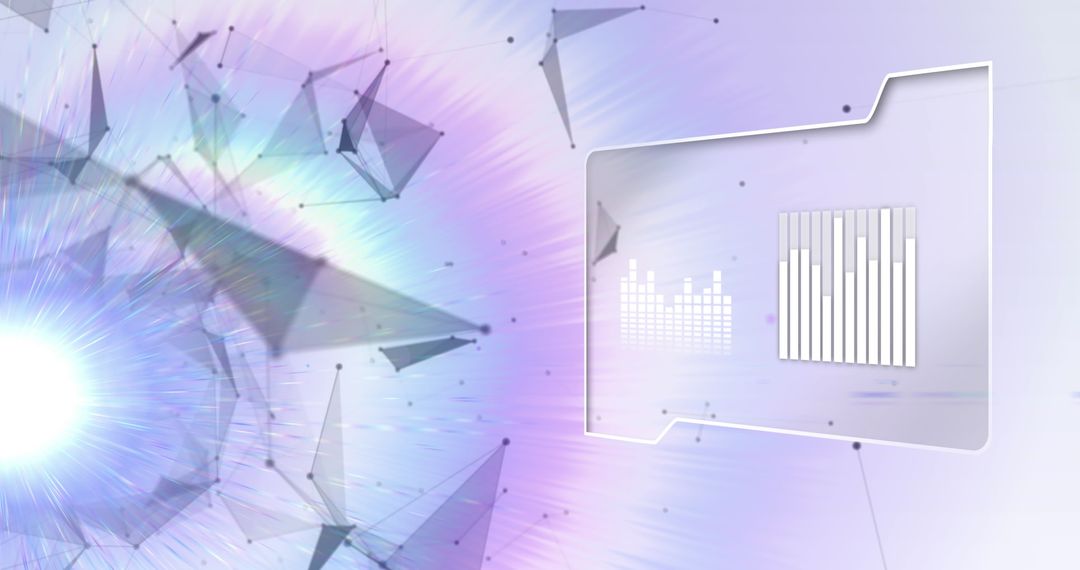 Abstract Digital Interface with Geometric Shapes and Data Visualizations
