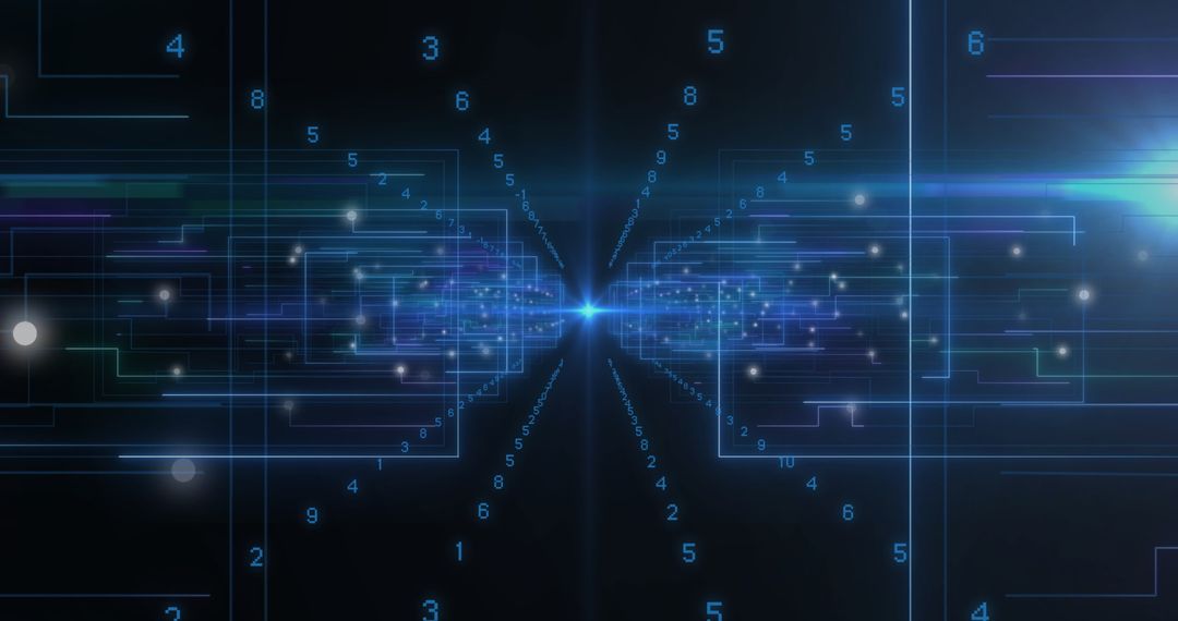 Futuristic Data Processing with Blue Neon Interface