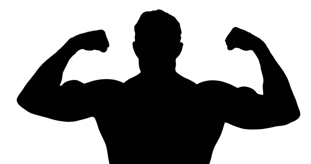 Silhouette of Muscular Man Flexing Biceps on White Background - Free Images, Stock Photos and Pictures on Pikwizard.com