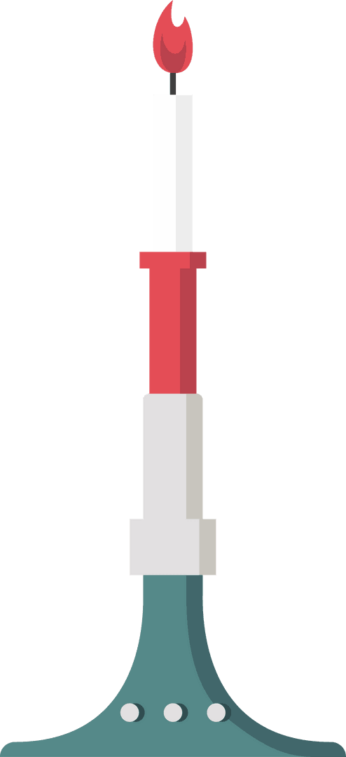 Transparent Flat Candle Illustration with Red Flame and Teal Base